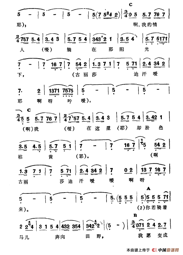 古丽娜迪汗(新疆伊犁 维吾尔民歌 第九套《我那戴花的情人》)