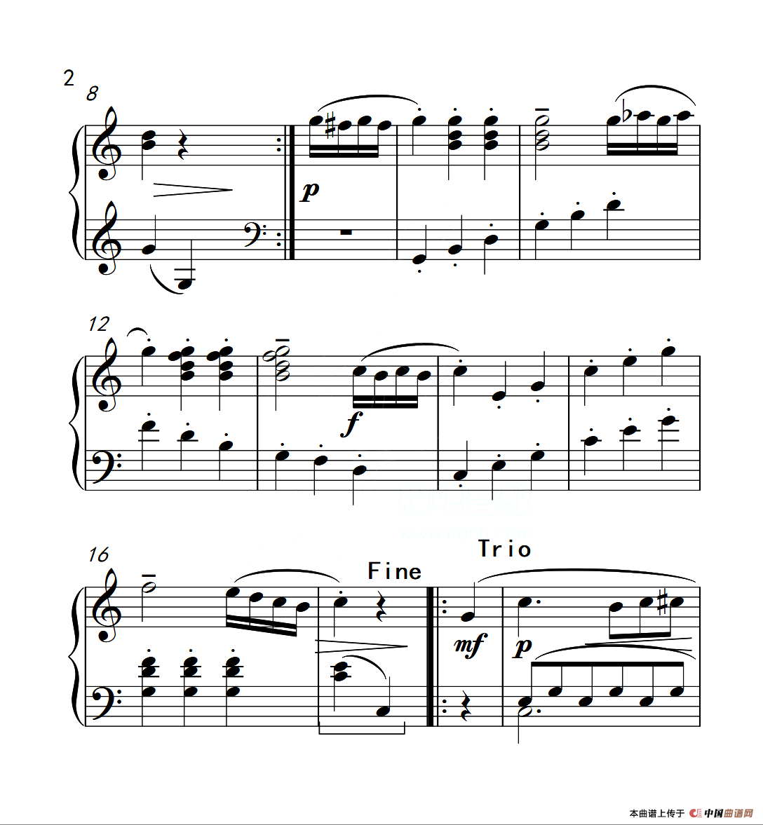 第三级 c大调小步舞曲(中国音乐学院钢琴考级作品1~6级)