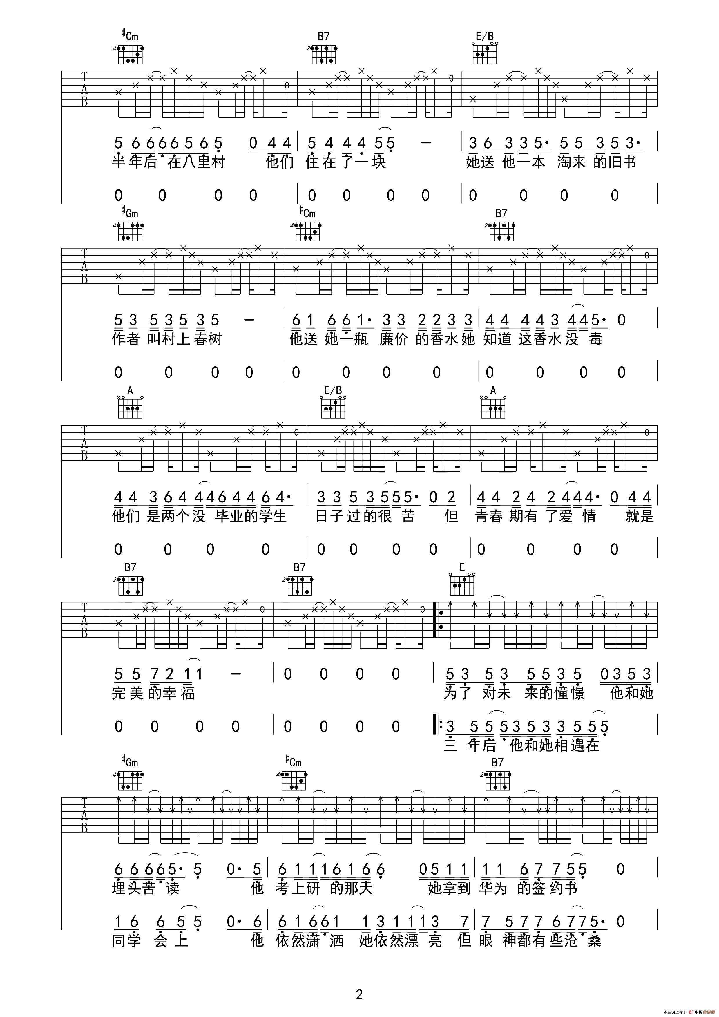 流川枫与苍井空吉他六线谱