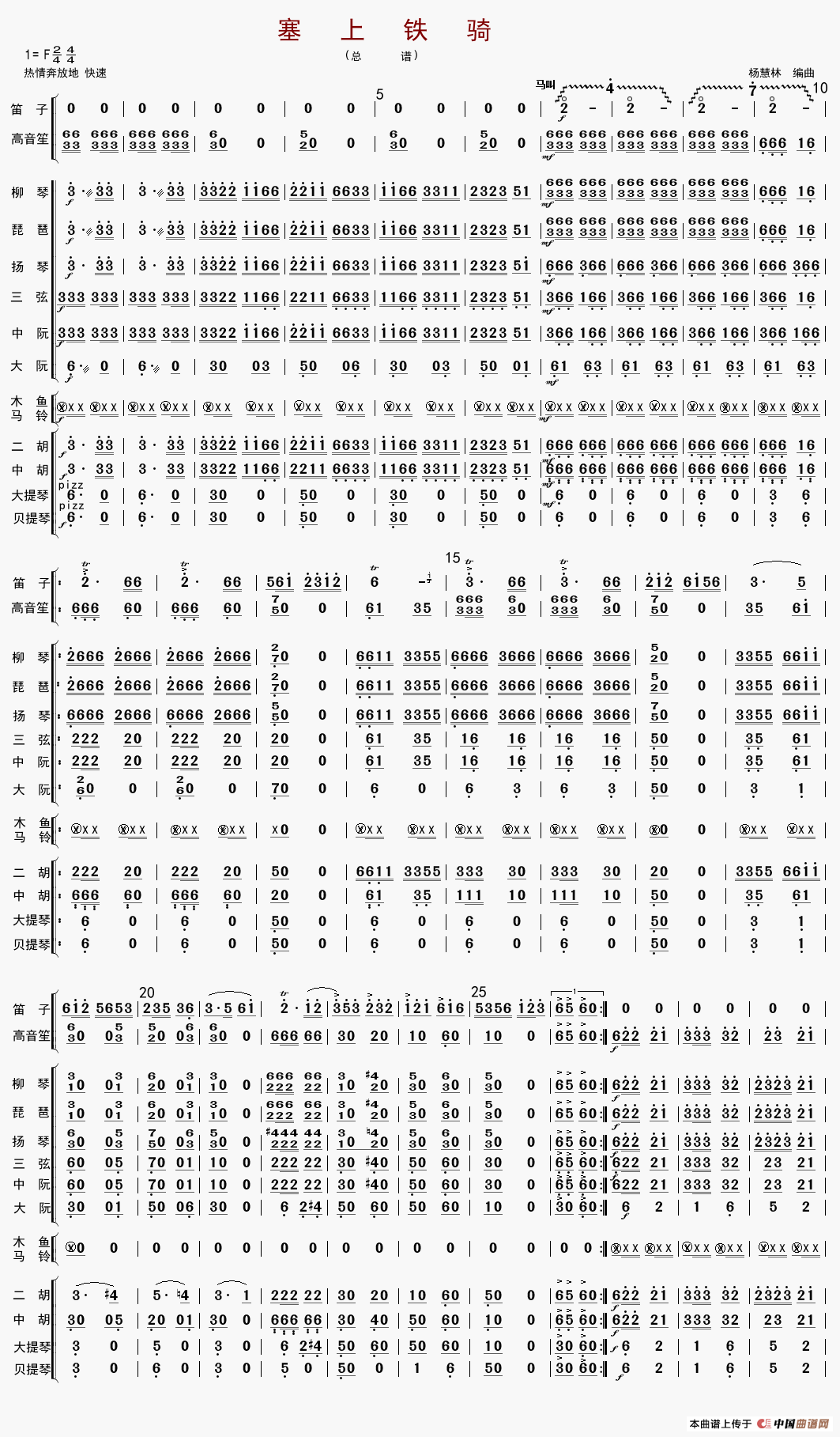 塞上铁骑曲谱_塞上铁骑笛子独奏简谱