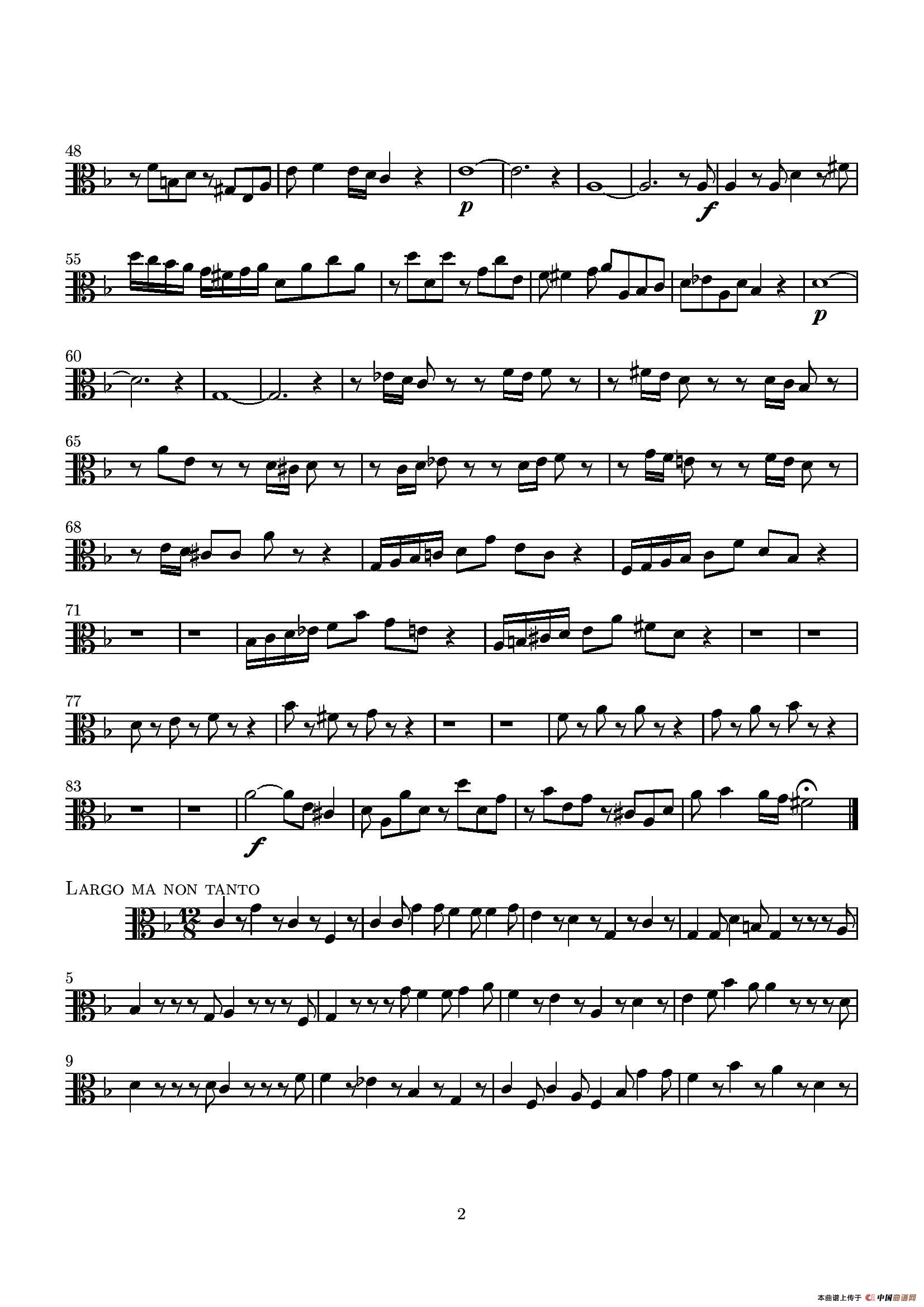 d小调无伴奏协奏曲(中提琴分谱)