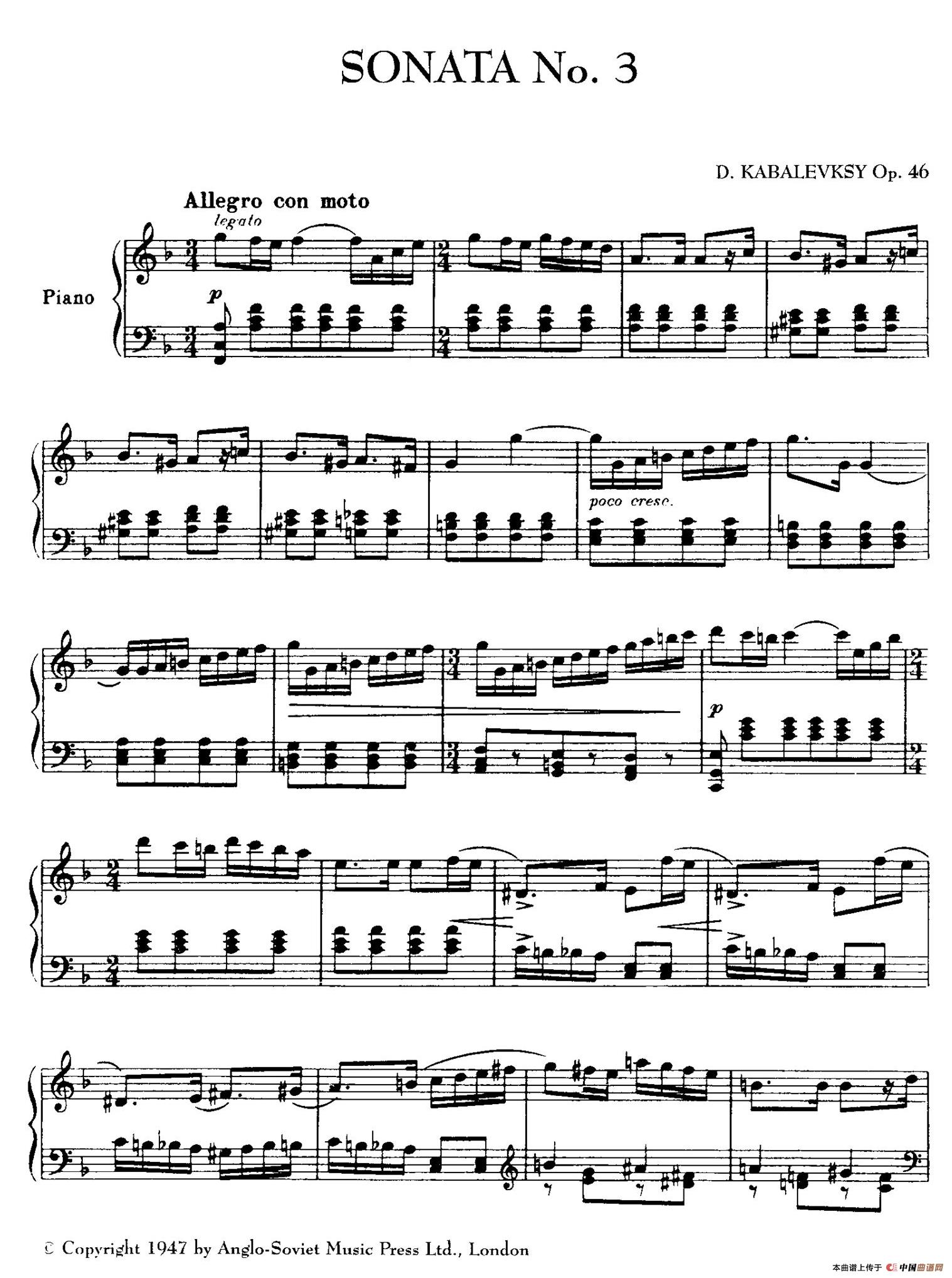 Piano Sonata No.3 in F Major Op.46（F大调第三钢琴奏鸣曲·Ⅰ）(1)_原文件名：001.jpg