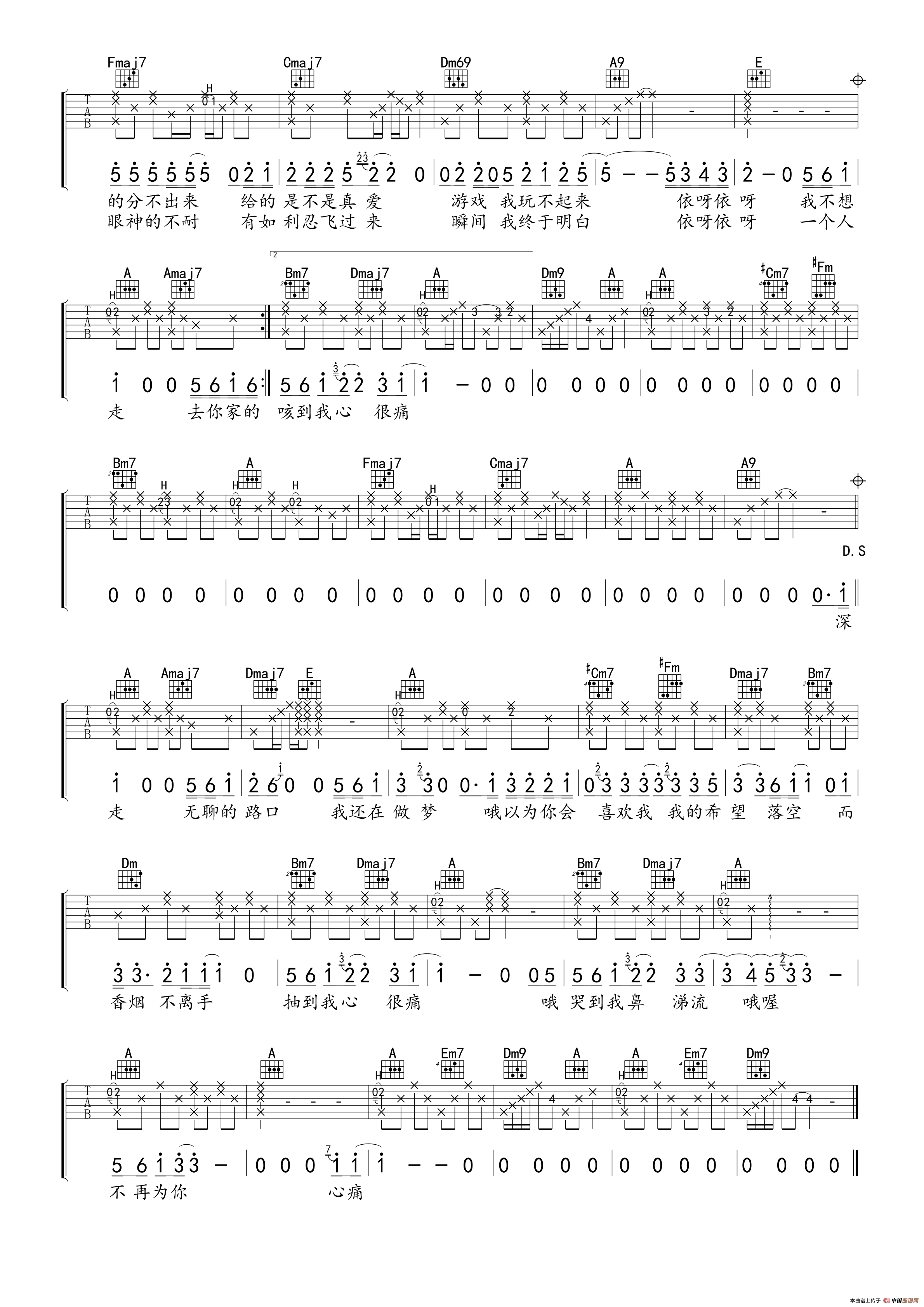 路口六线吉他谱(吉他六线谱)_卢海江个人制谱园地