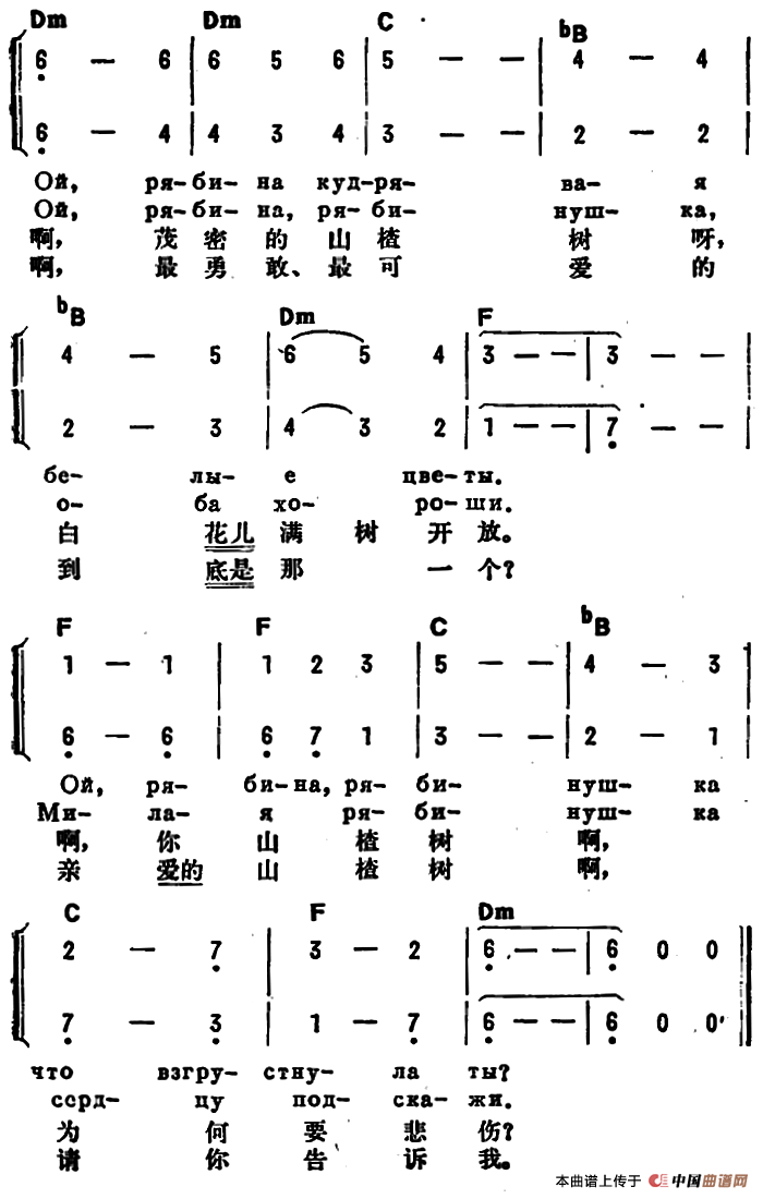 前蘇聯山楂樹中俄文對照