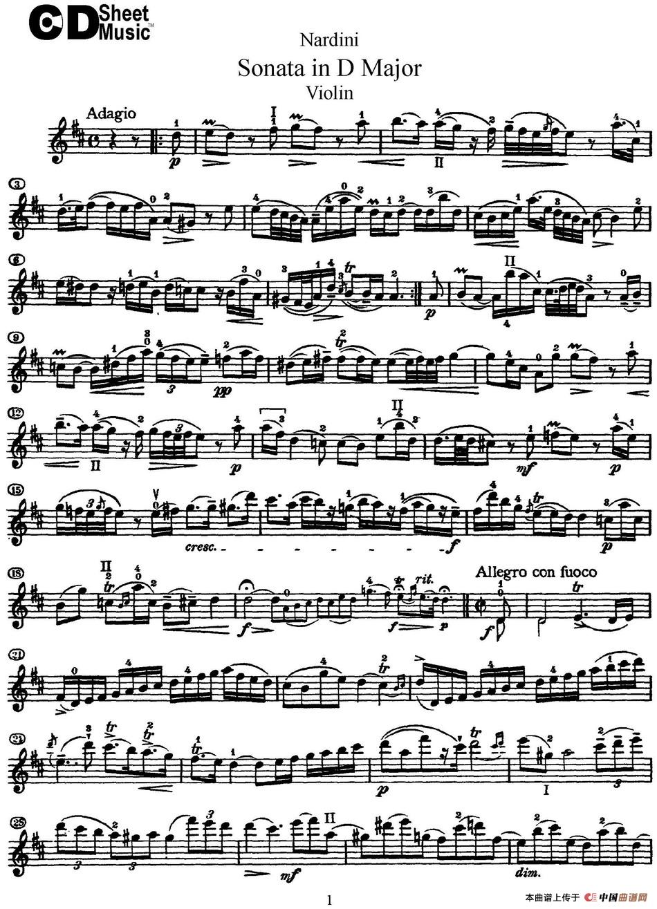 Nardini Violin Sonata in D Major(1)_原文件名：Nardini Violin Sonata in D Major_页面_1.jpg