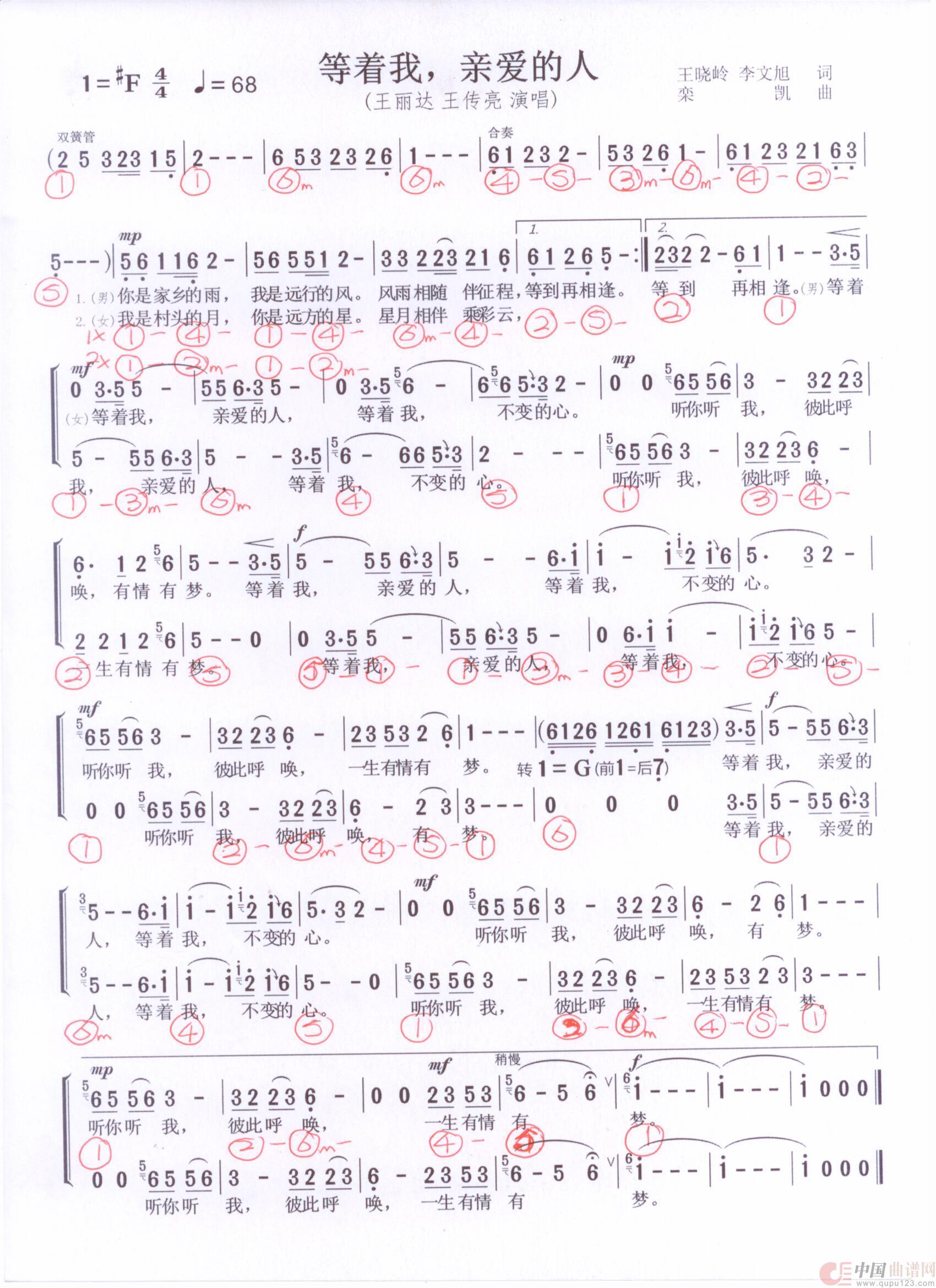 贝斯谱D(1)_原文件名:等着我亲爱的人 王丽达王传亮版 001.jpg