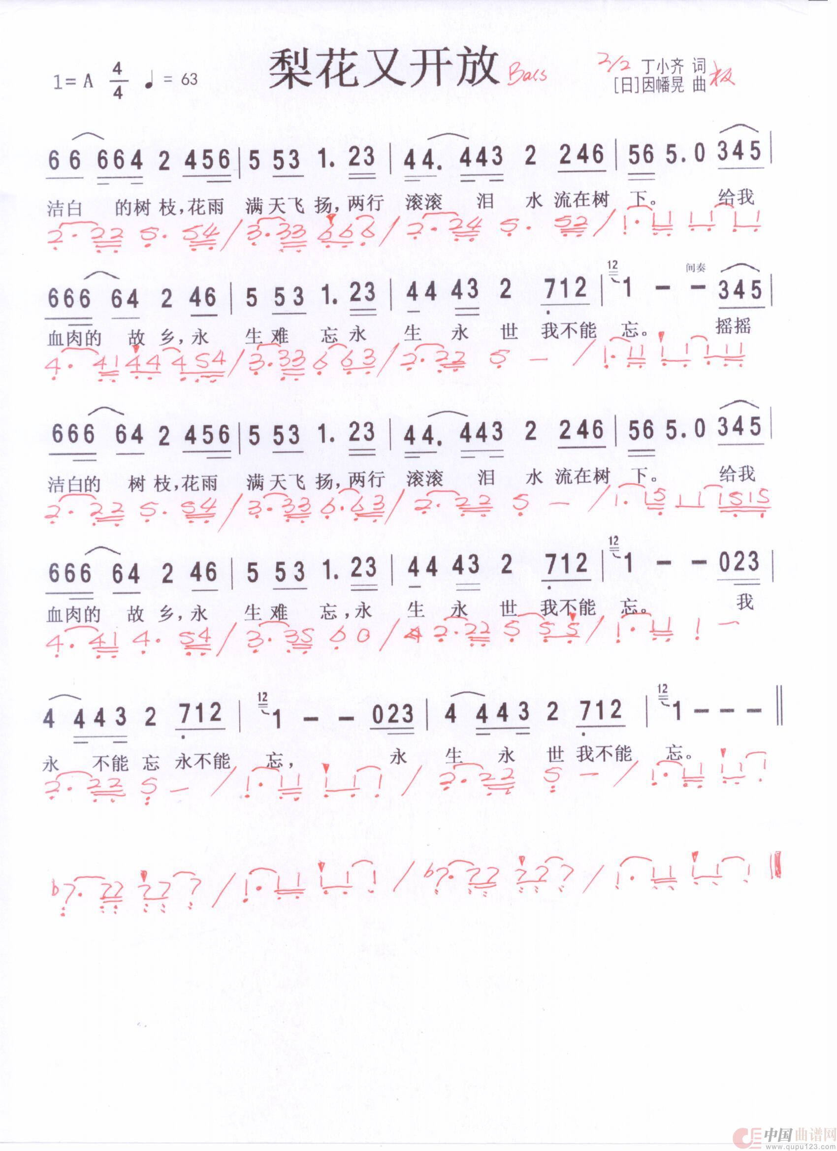 贝斯谱L(1)_原文件名:梨花又开放2 周峰版 001.jpg