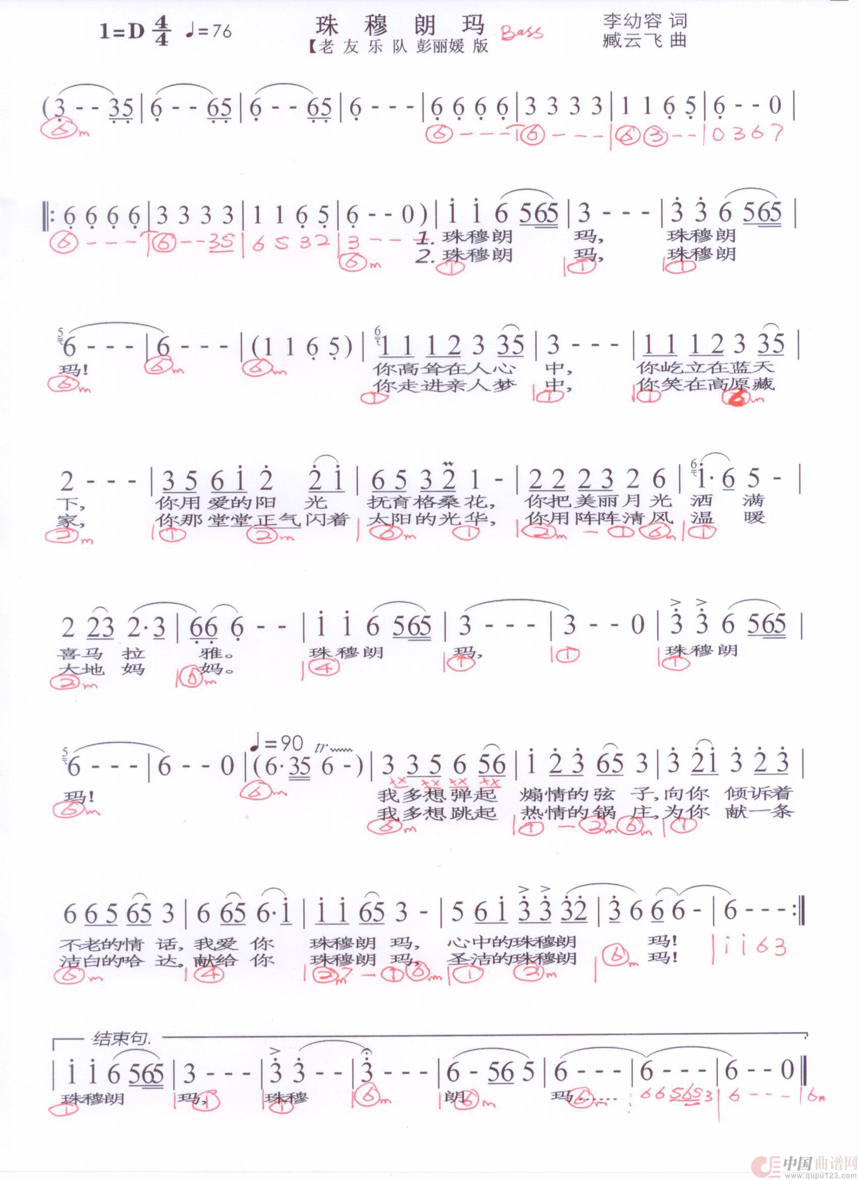 贝斯谱Z(1)_原文件名:珠穆朗玛 彭丽媛 001.jpg