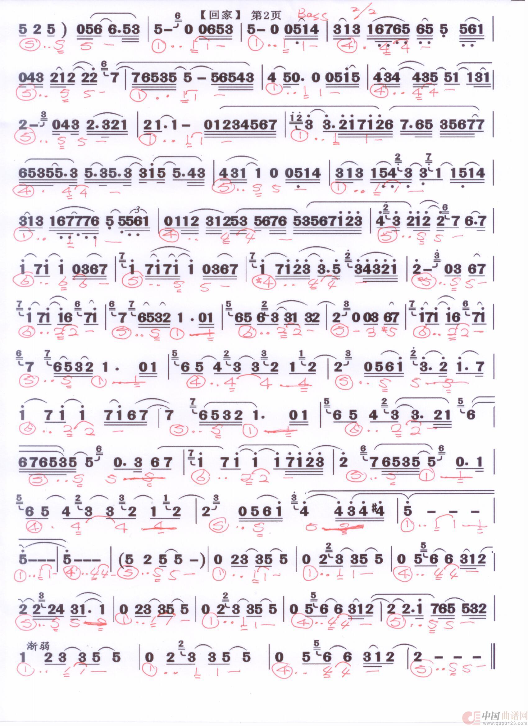 贝斯谱 几首萨克斯曲(1)_原文件名:回家2 萨克斯曲 001.jpg
