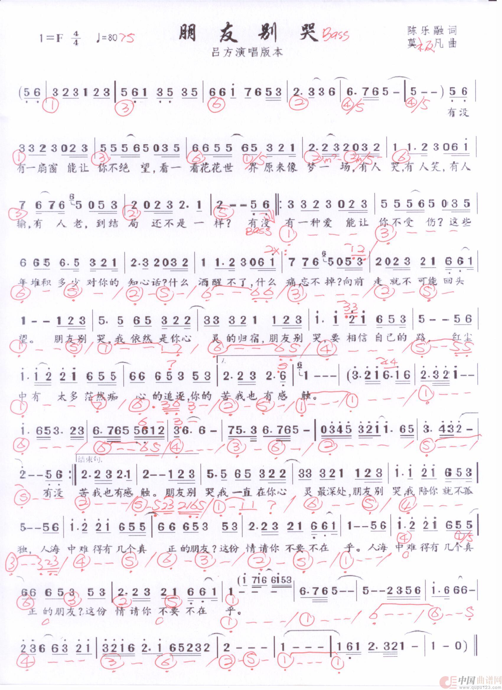 贝斯谱 流行曲P(1)_原文件名:朋友别哭 001.jpg